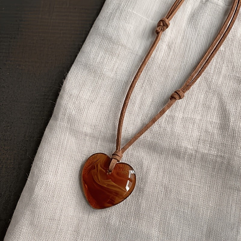 Vintage Amber Heart Necklace