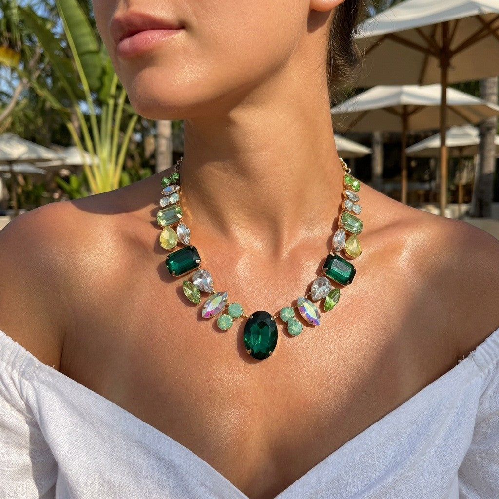 Vintage Iridescent Gem Necklace