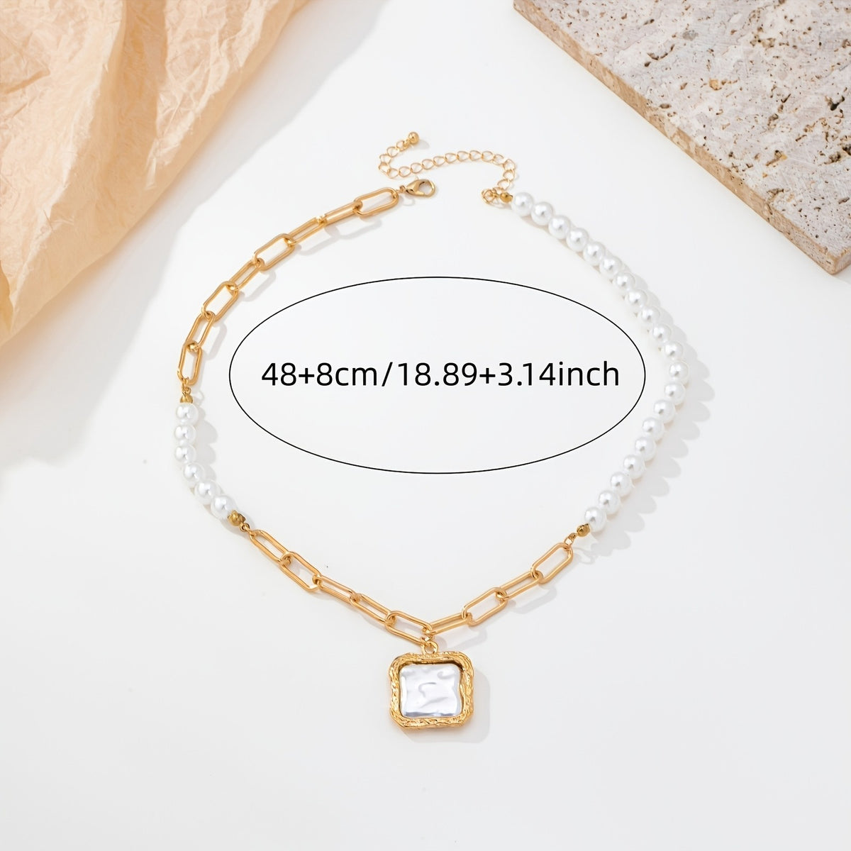 Elegant Pearl Link Necklace