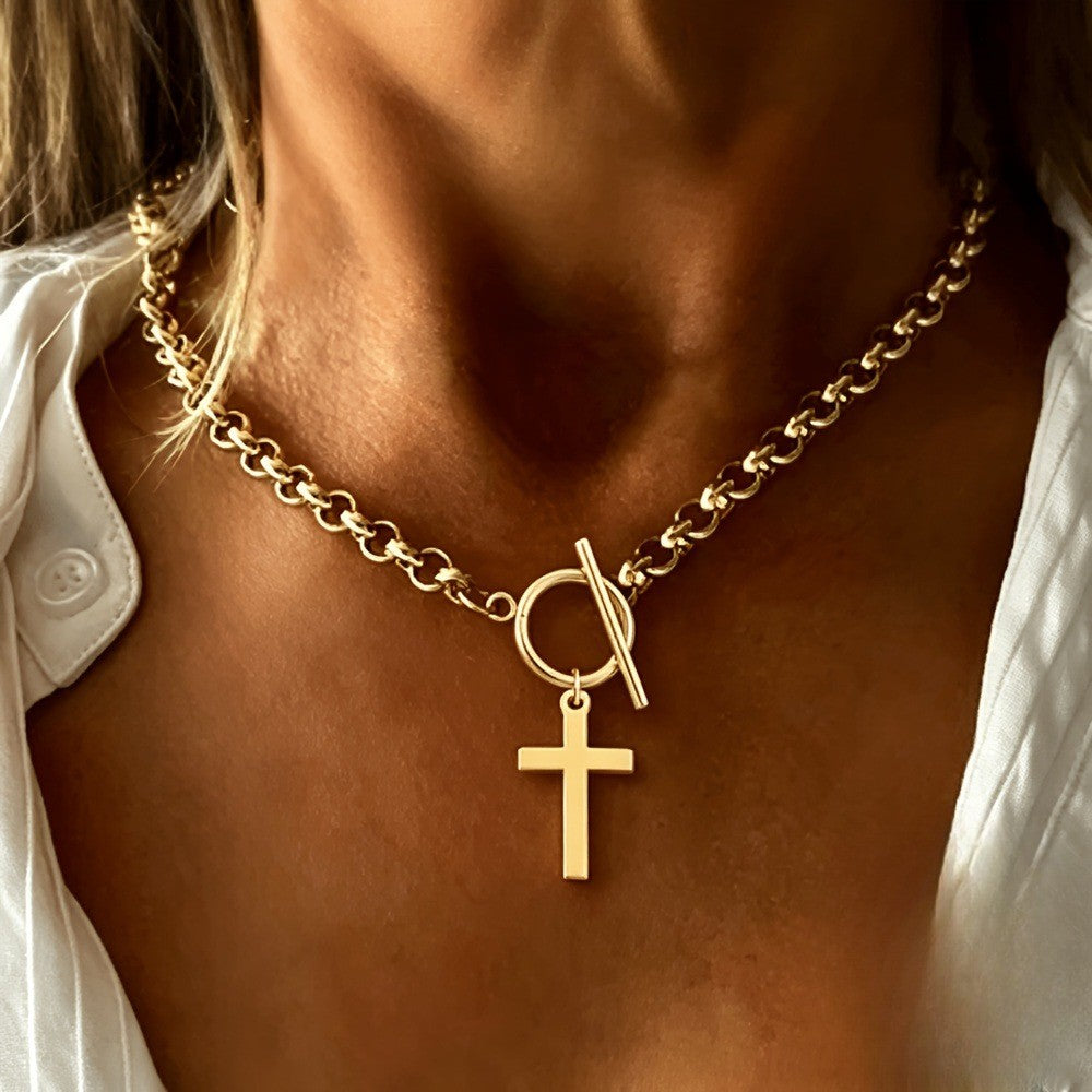 18k Minimal Cross Necklace