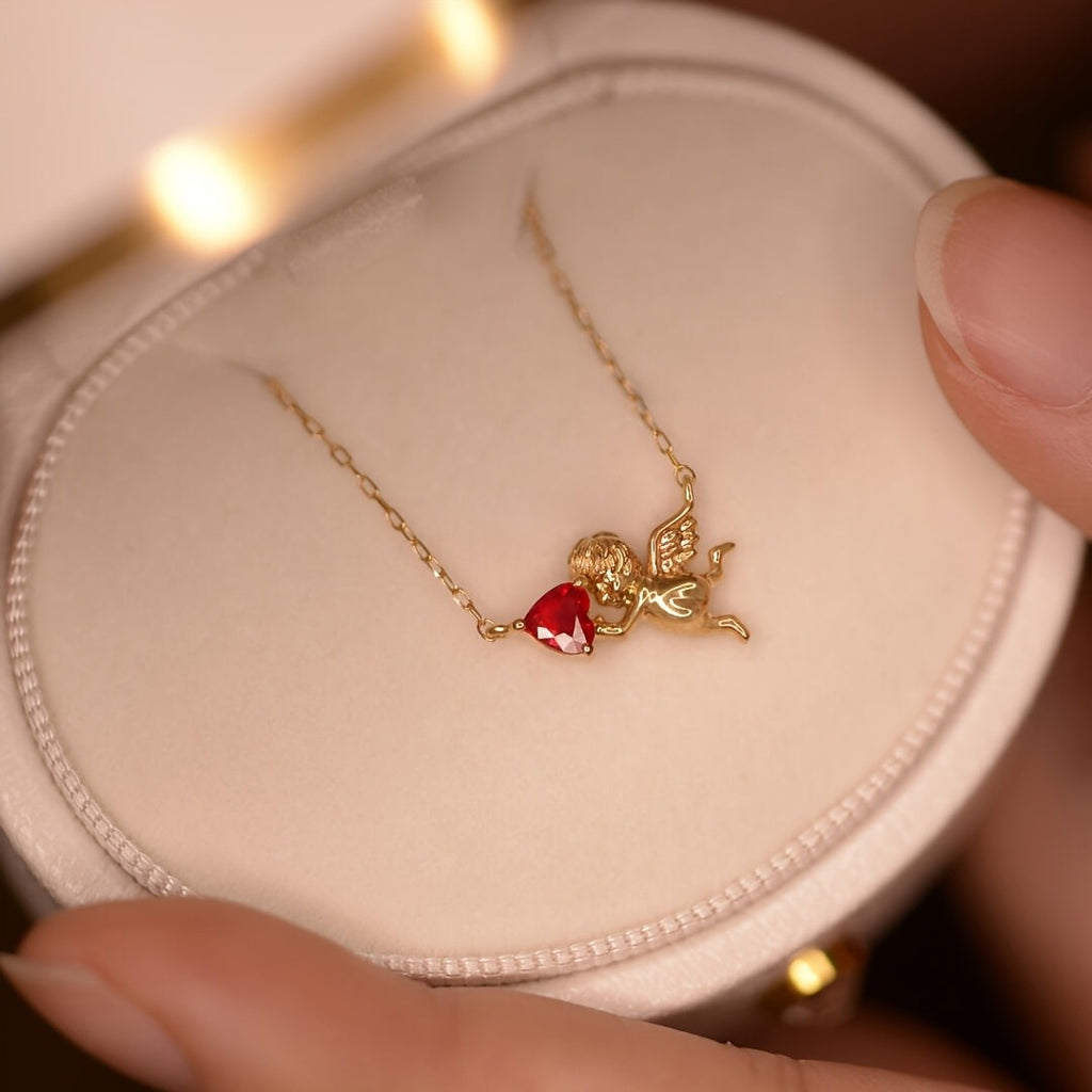 18k Vintage Cupid Heart Necklace