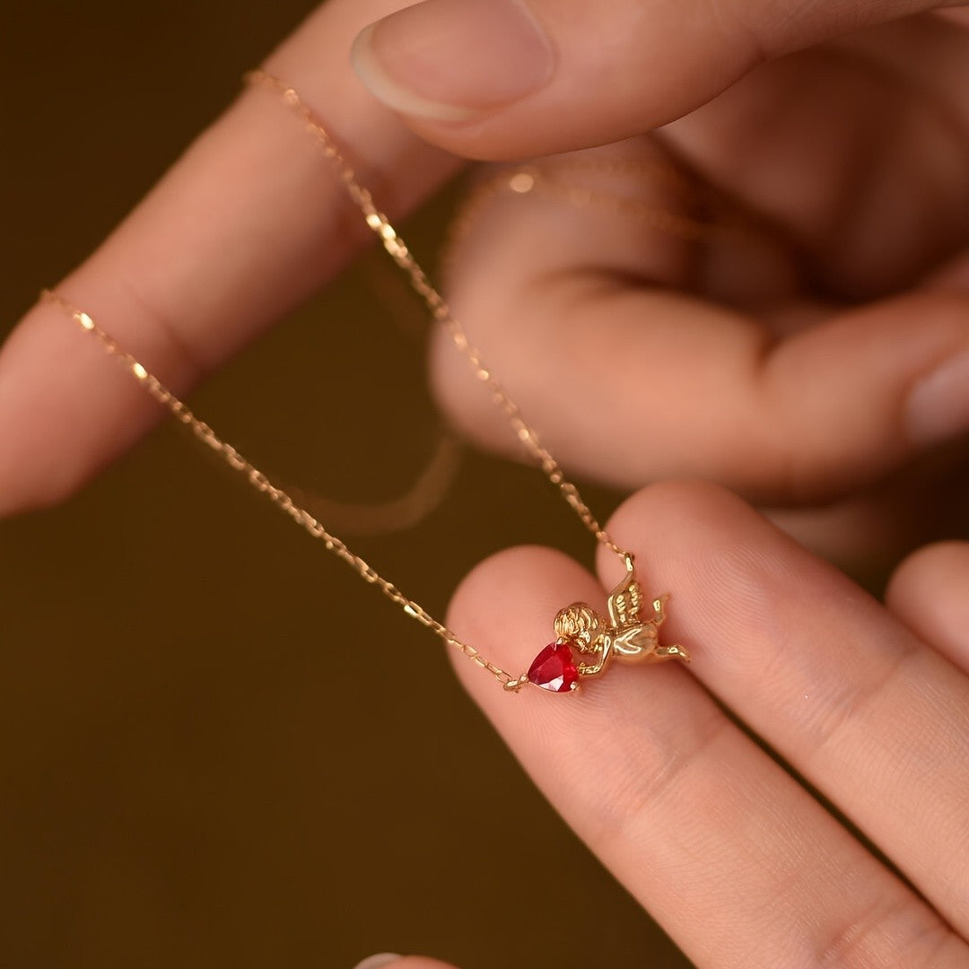 18k Vintage Cupid Heart Necklace