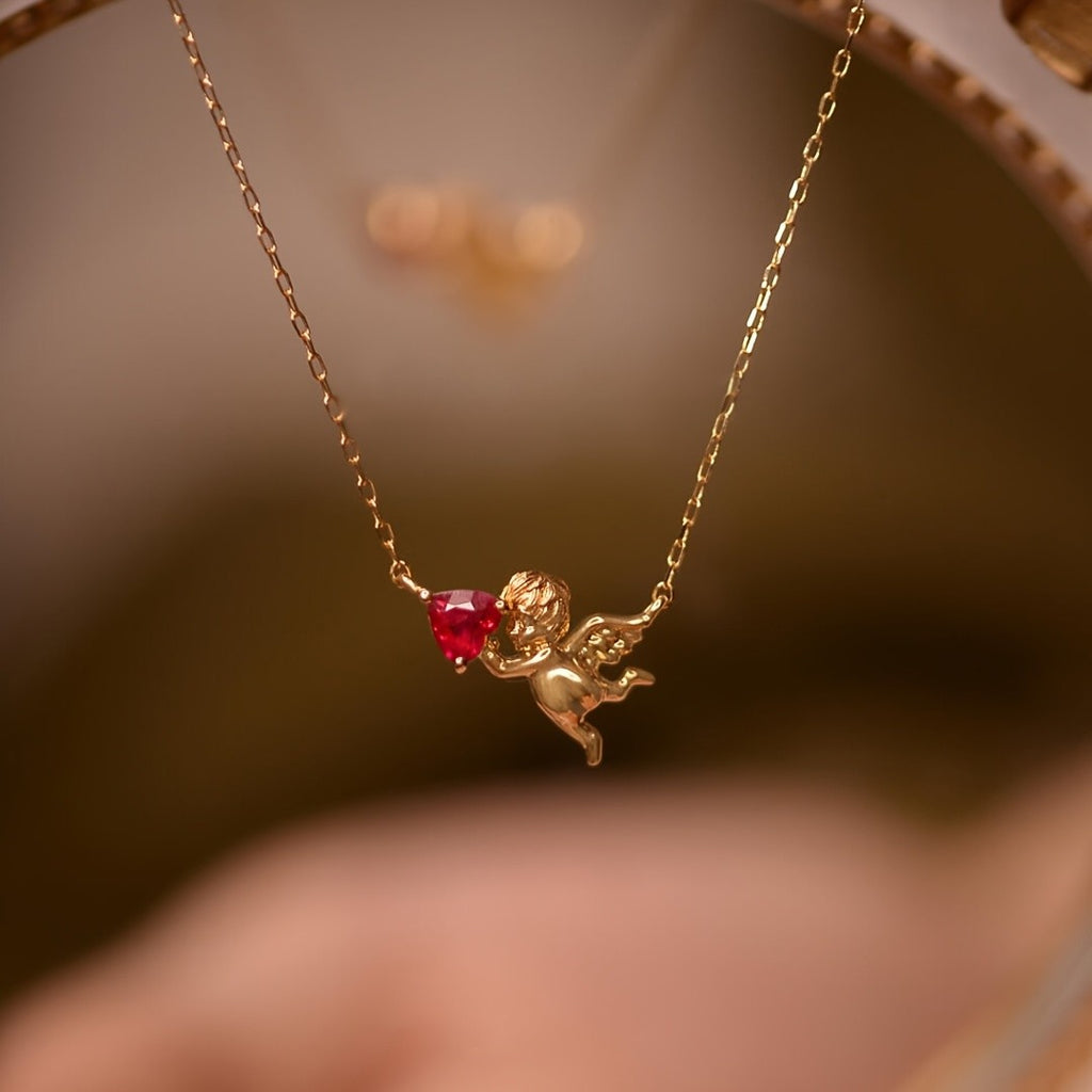 18k Vintage Cupid Heart Necklace