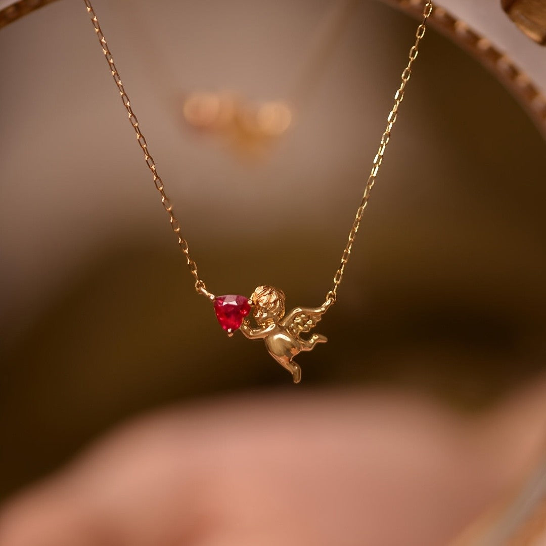18k Vintage Cupid Heart Necklace