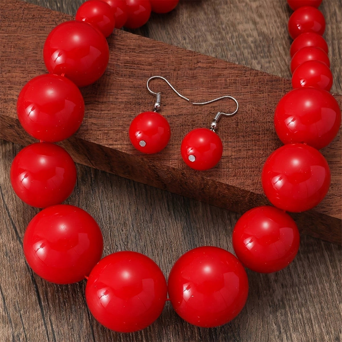 Boho Red Bead Jewelry Set