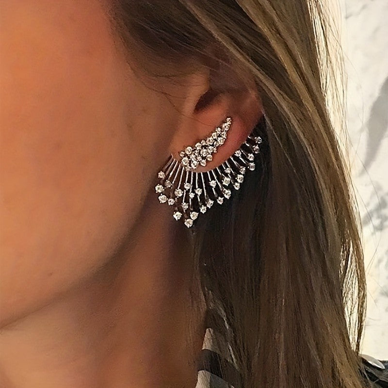 Elegant Zircon Fan Earrings