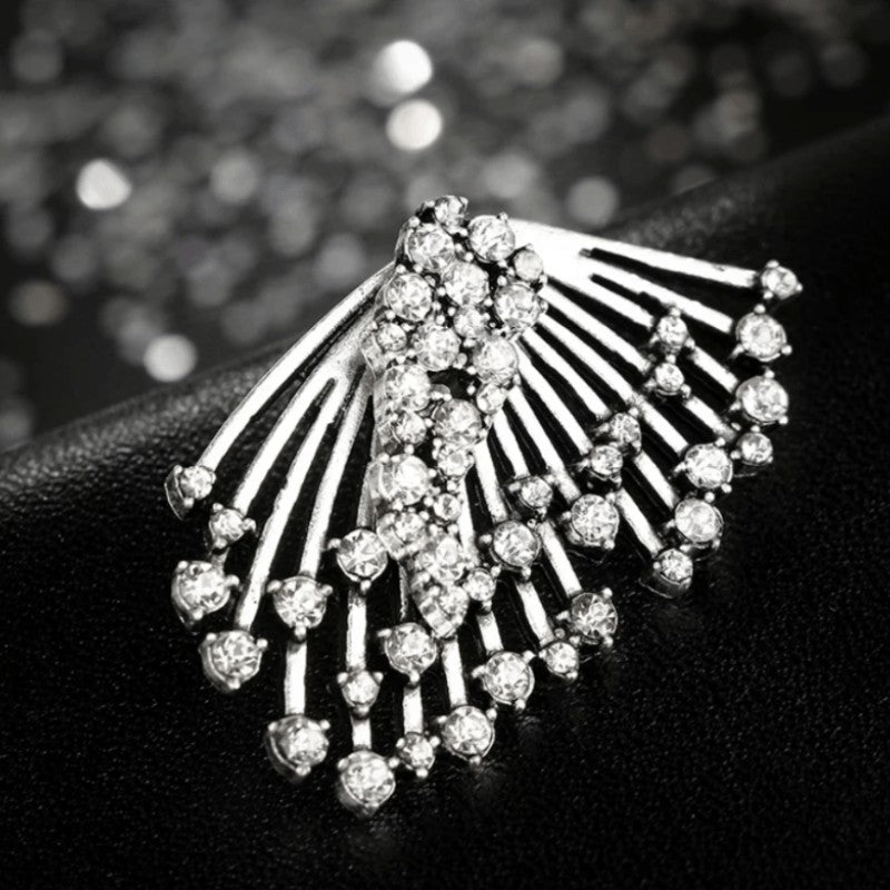 Elegant Zircon Fan Earrings