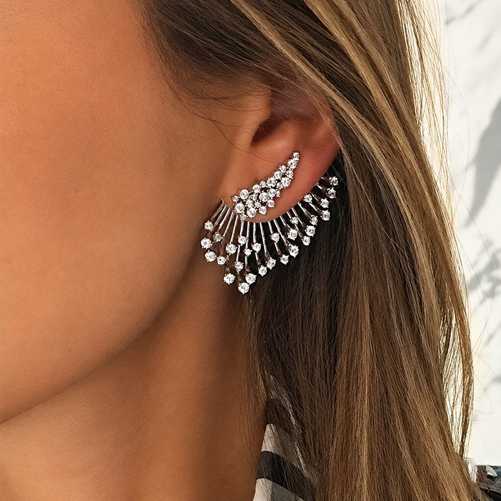 Elegant Zircon Fan Earrings