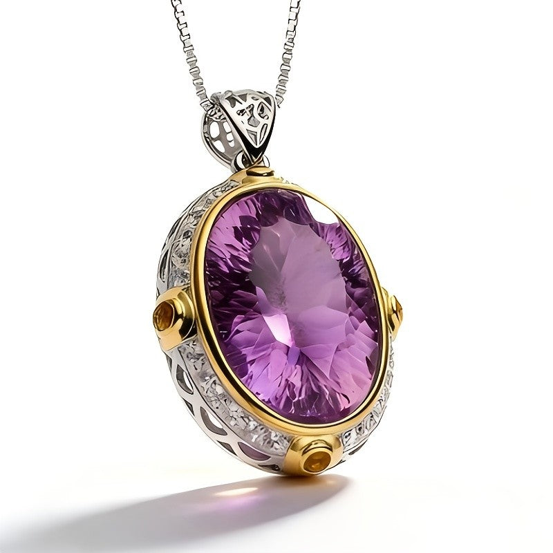 Vintage Oval Amethyst Necklace
