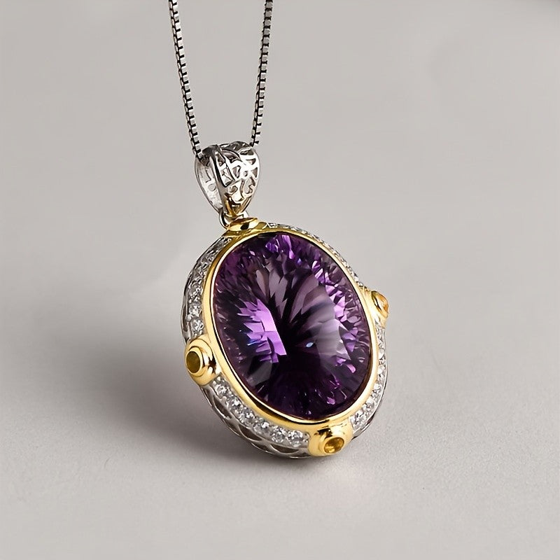 Vintage Oval Amethyst Necklace