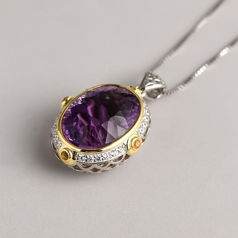 Vintage Oval Amethyst Necklace