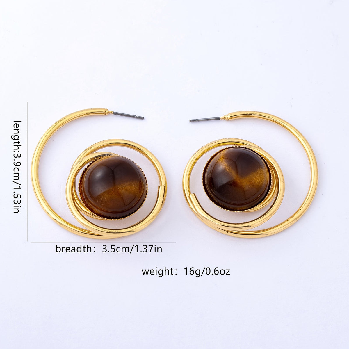 18k Geometric Stone Hoop Earrings