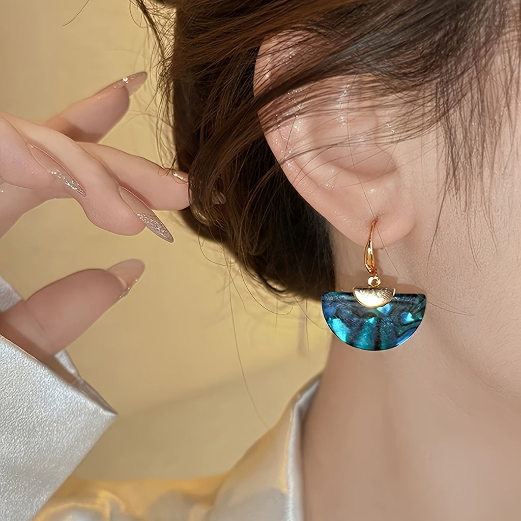 Iridescent Geometric Fan Earrings