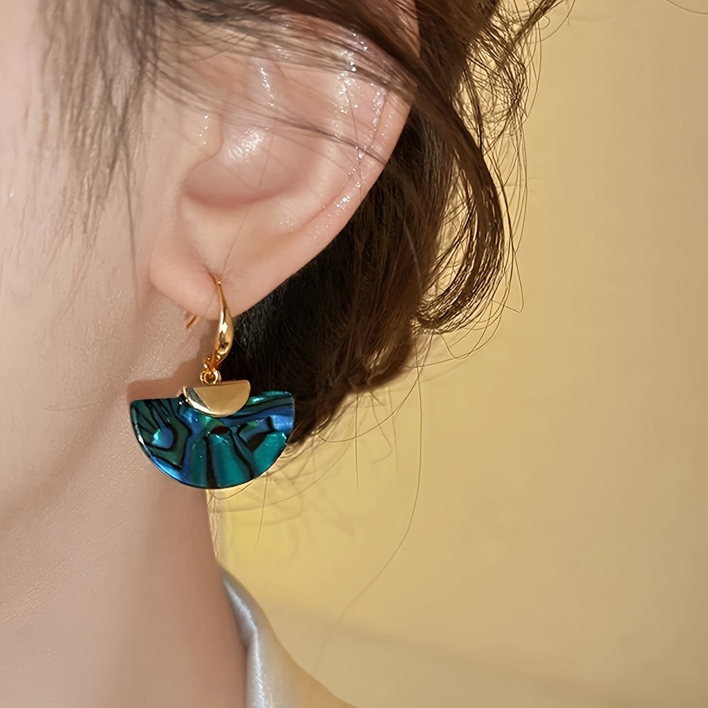 Iridescent Geometric Fan Earrings