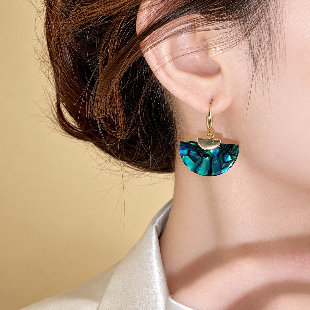Iridescent Geometric Fan Earrings