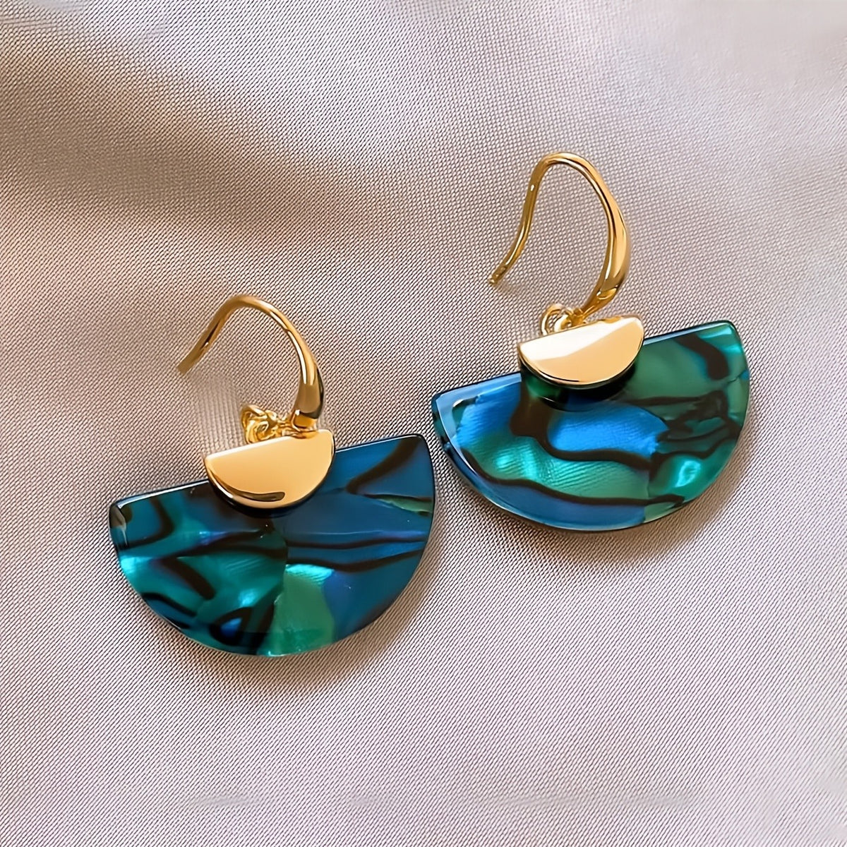 Iridescent Geometric Fan Earrings