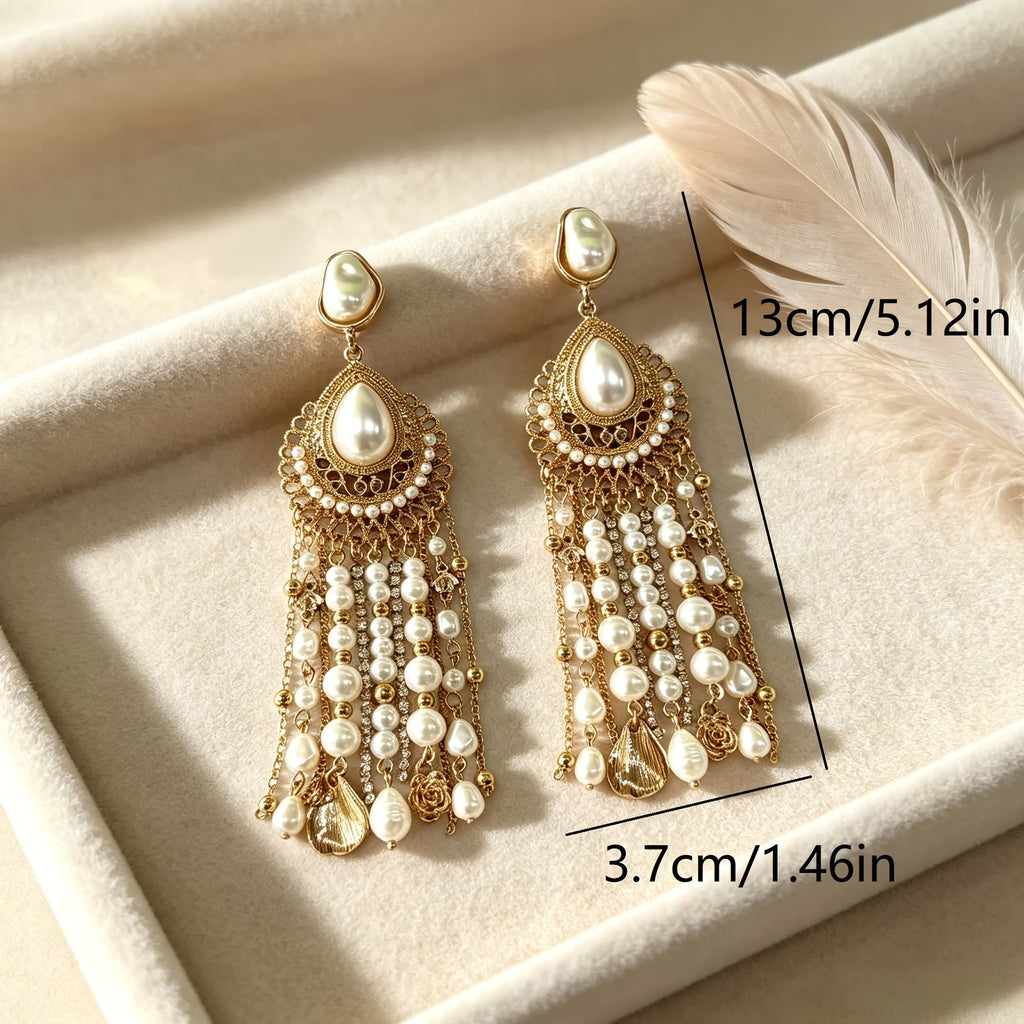 Elegant Pearl Tassel Earrings