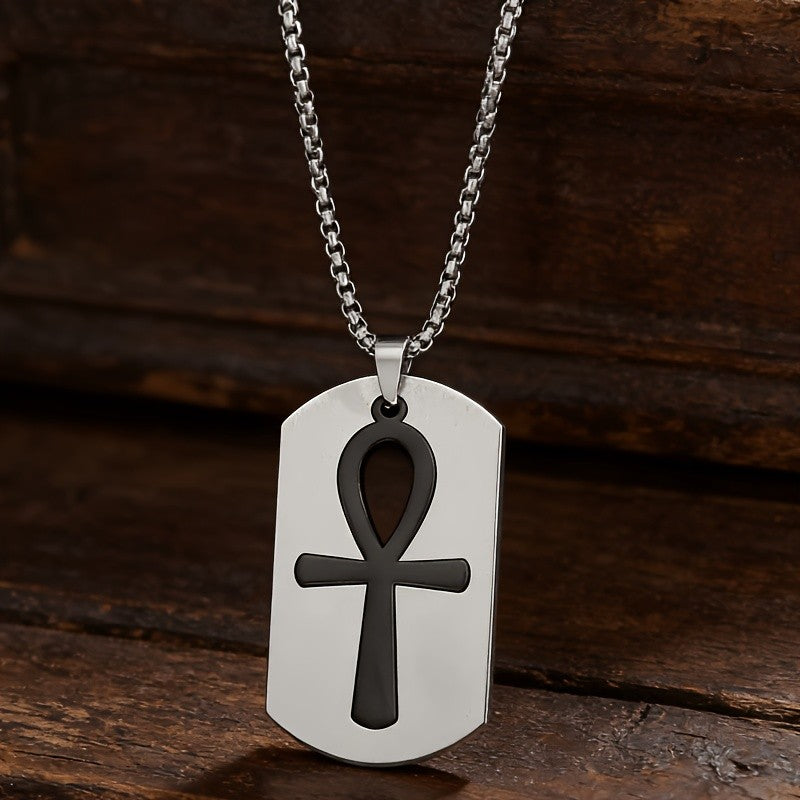 18k Elegant Ankh Dog Tag Necklace