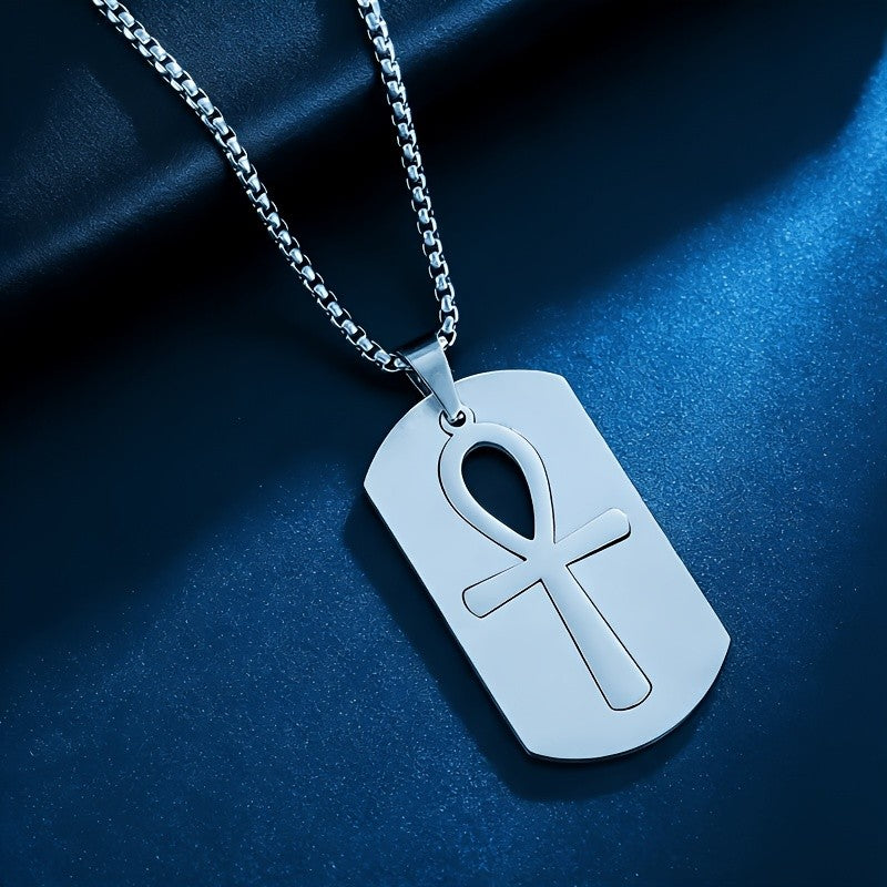 18k Elegant Ankh Dog Tag Necklace