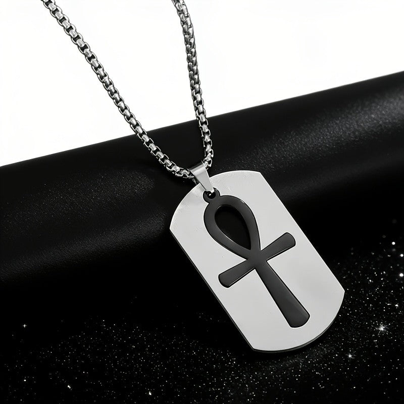 18k Elegant Ankh Dog Tag Necklace