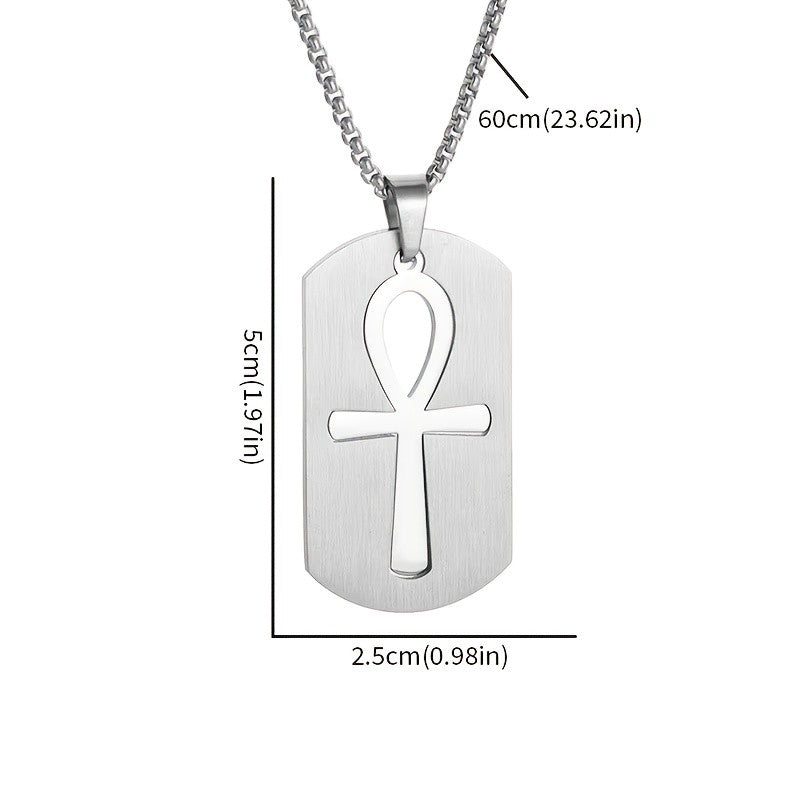 18k Elegant Ankh Dog Tag Necklace