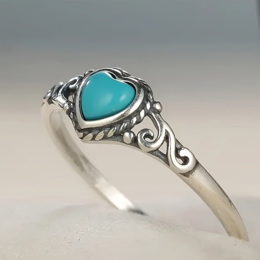 Vintage Heart Turquoise Ring