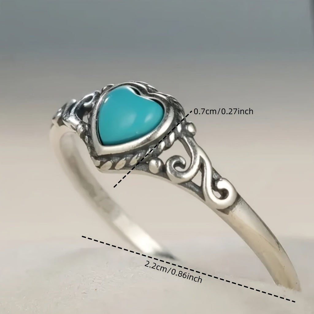 Vintage Heart Turquoise Ring