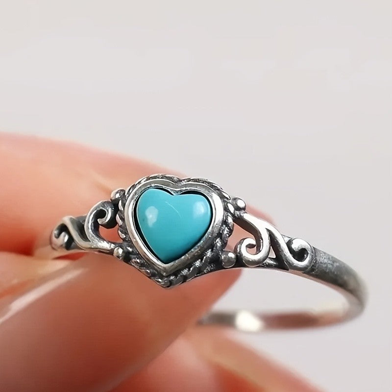 Vintage Heart Turquoise Ring