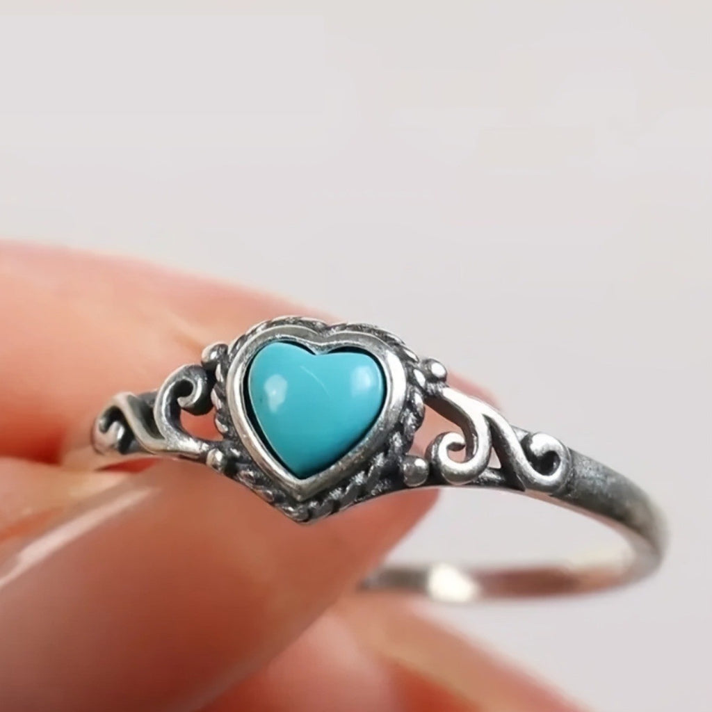 Vintage Heart Turquoise Ring