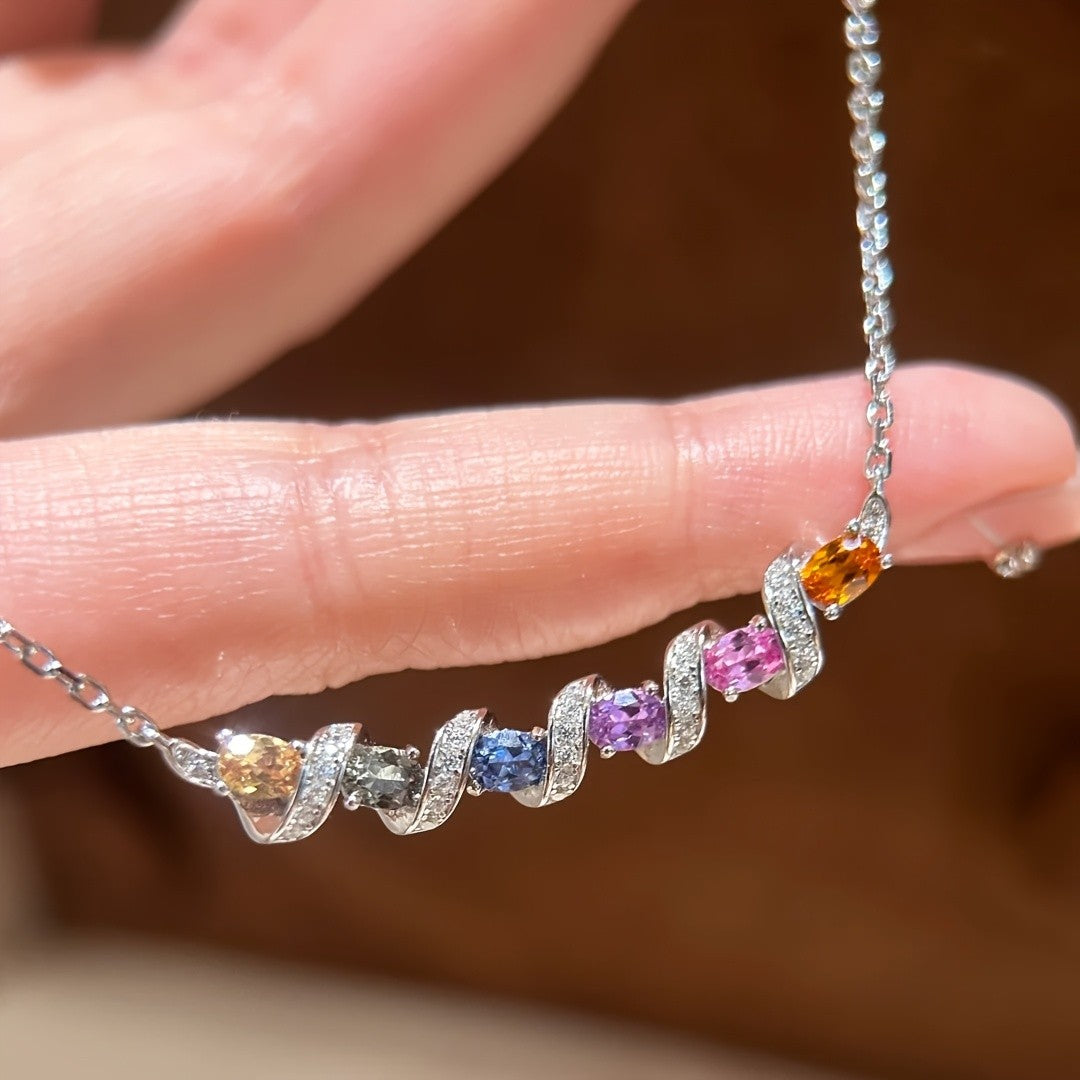 18k Elegant Rainbow Bar Necklace