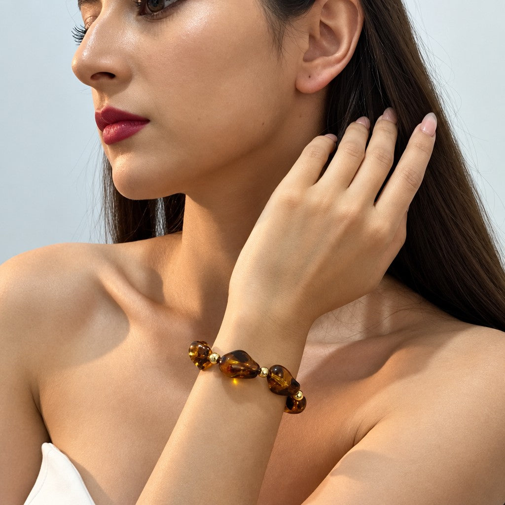 18k Vintage Amber Bracelet