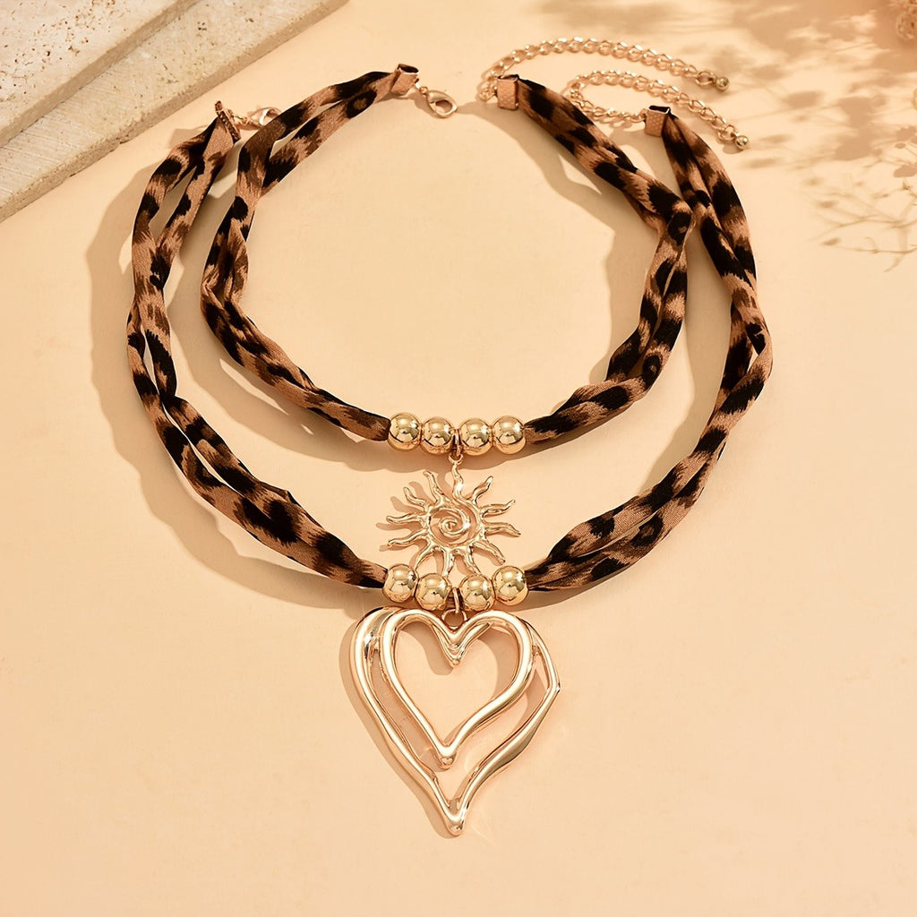 Vintage Leopard Heart Necklace