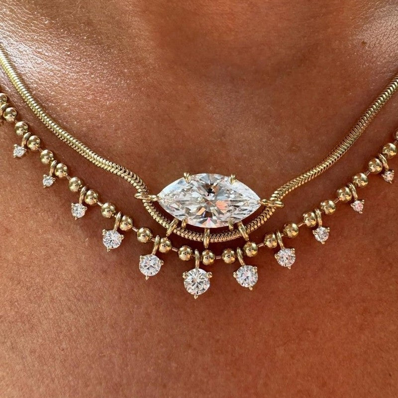 18k Elegant Marquise Necklace