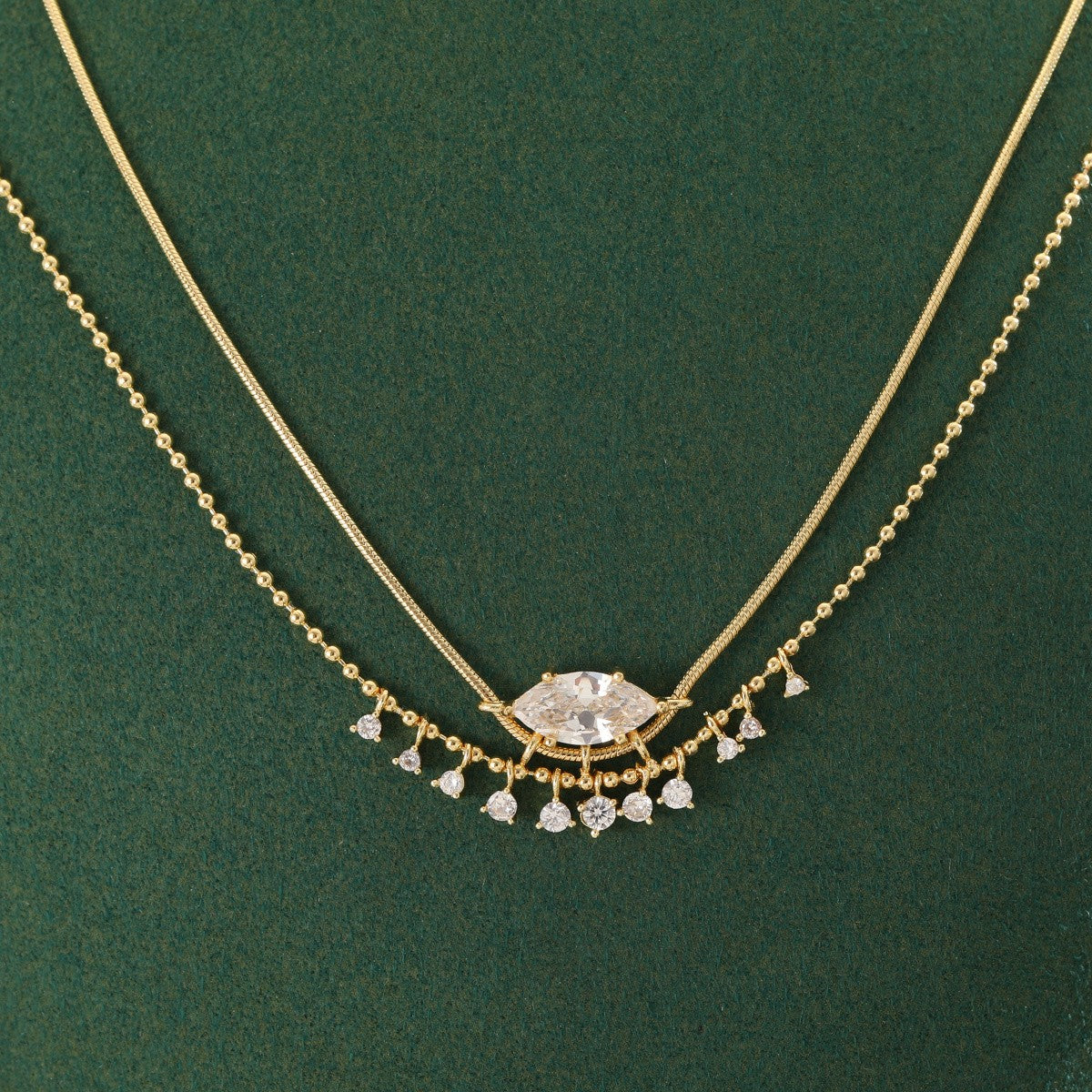 18k Elegant Marquise Necklace