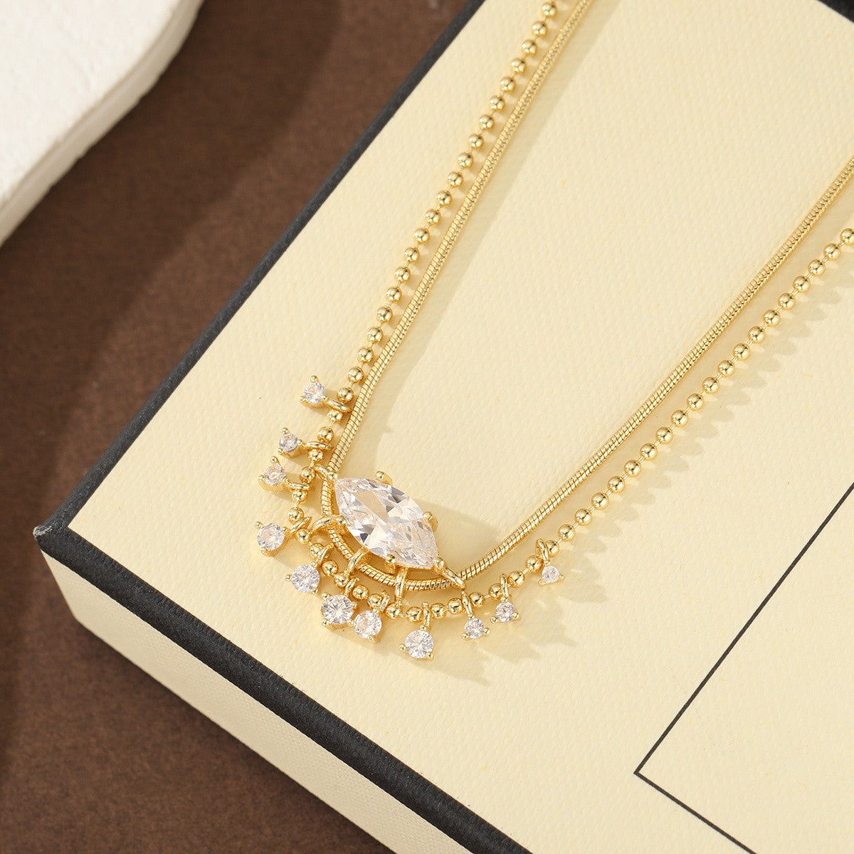 18k Elegant Marquise Necklace