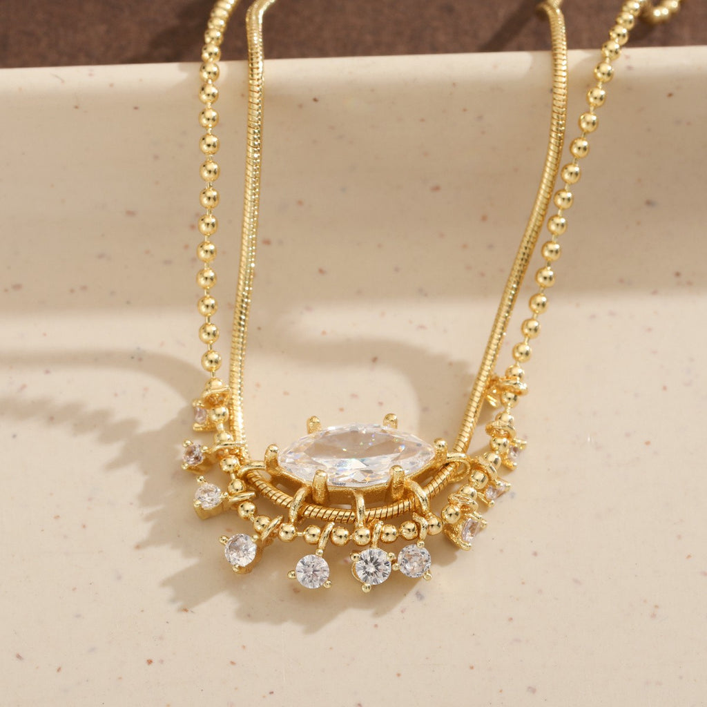 18k Elegant Marquise Necklace