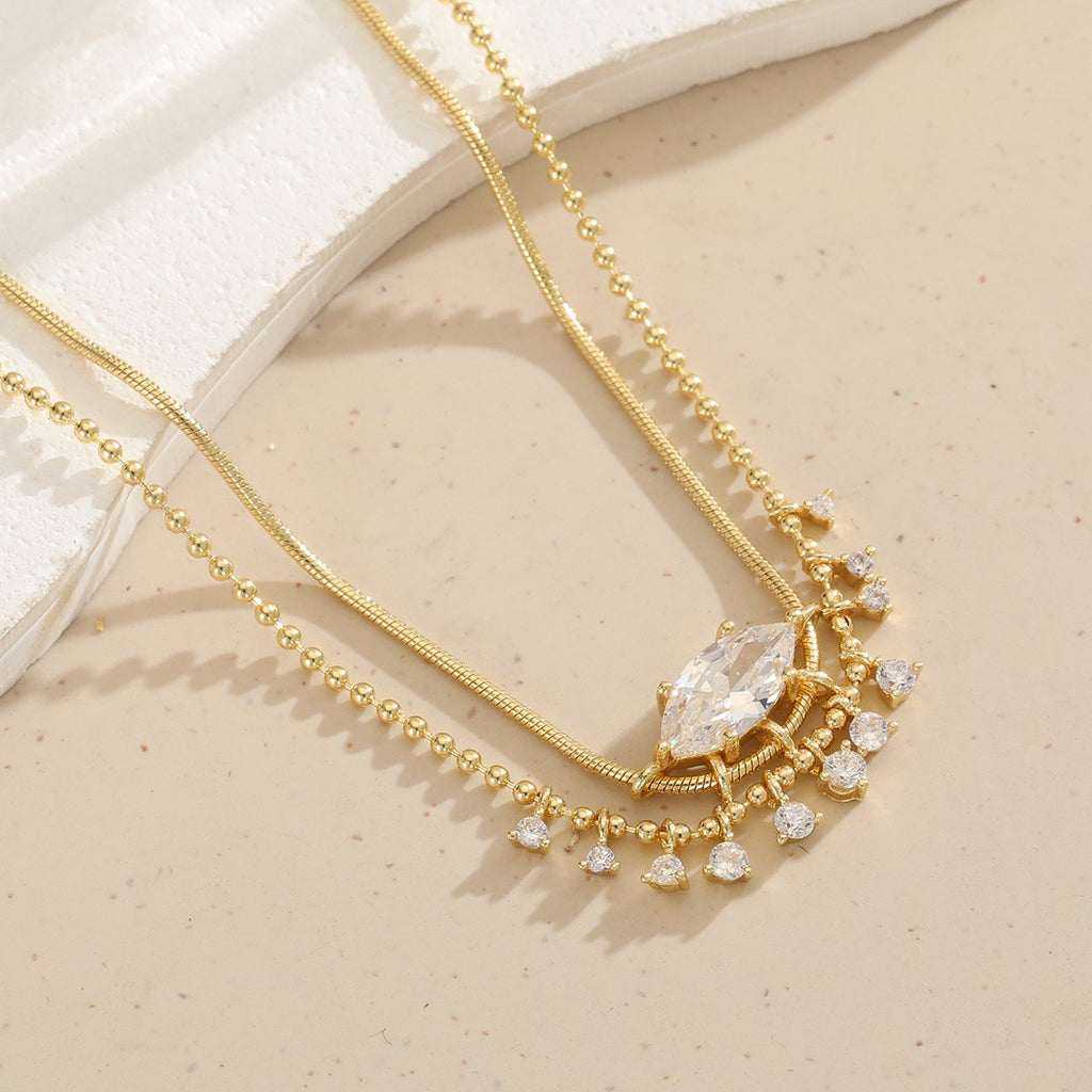 18k Elegant Marquise Necklace