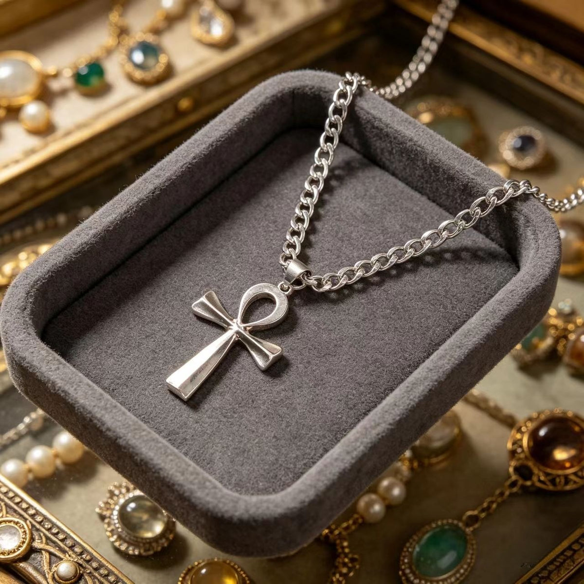 Minimal Ankh Cross Necklace