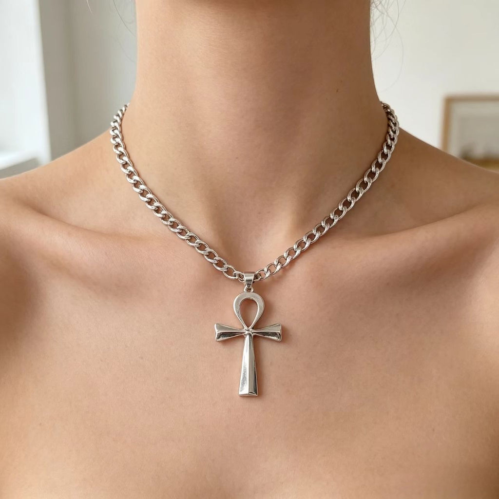 Minimal Ankh Cross Necklace
