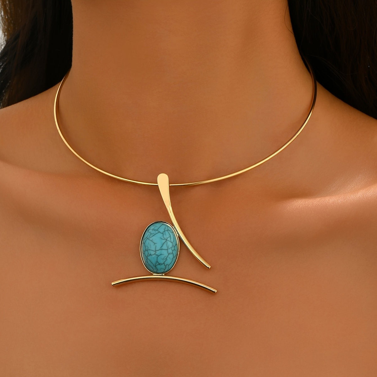 18k Geometric Turquoise Choker