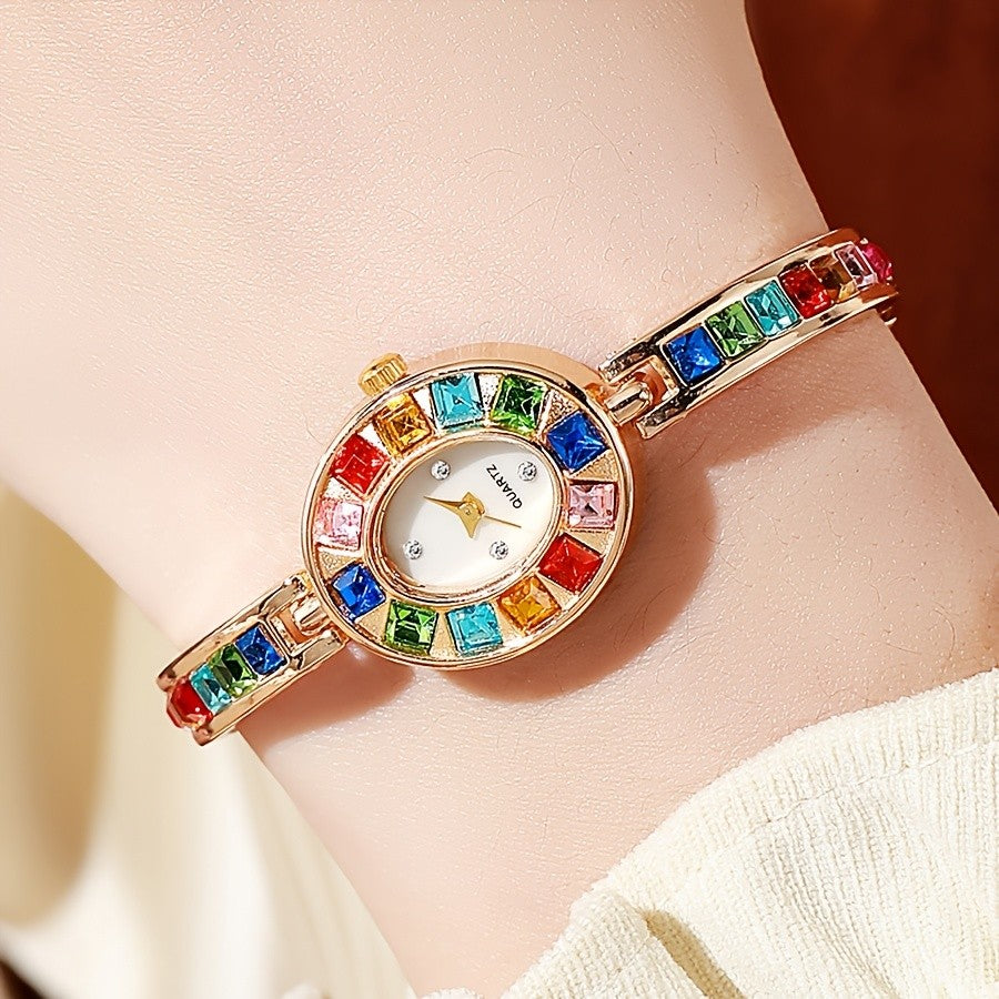 Colorful Crystal Oval Watch