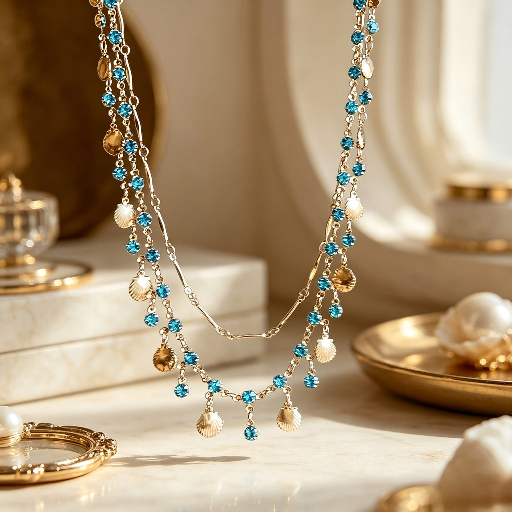 18k Vintage Seashell Layered Necklace