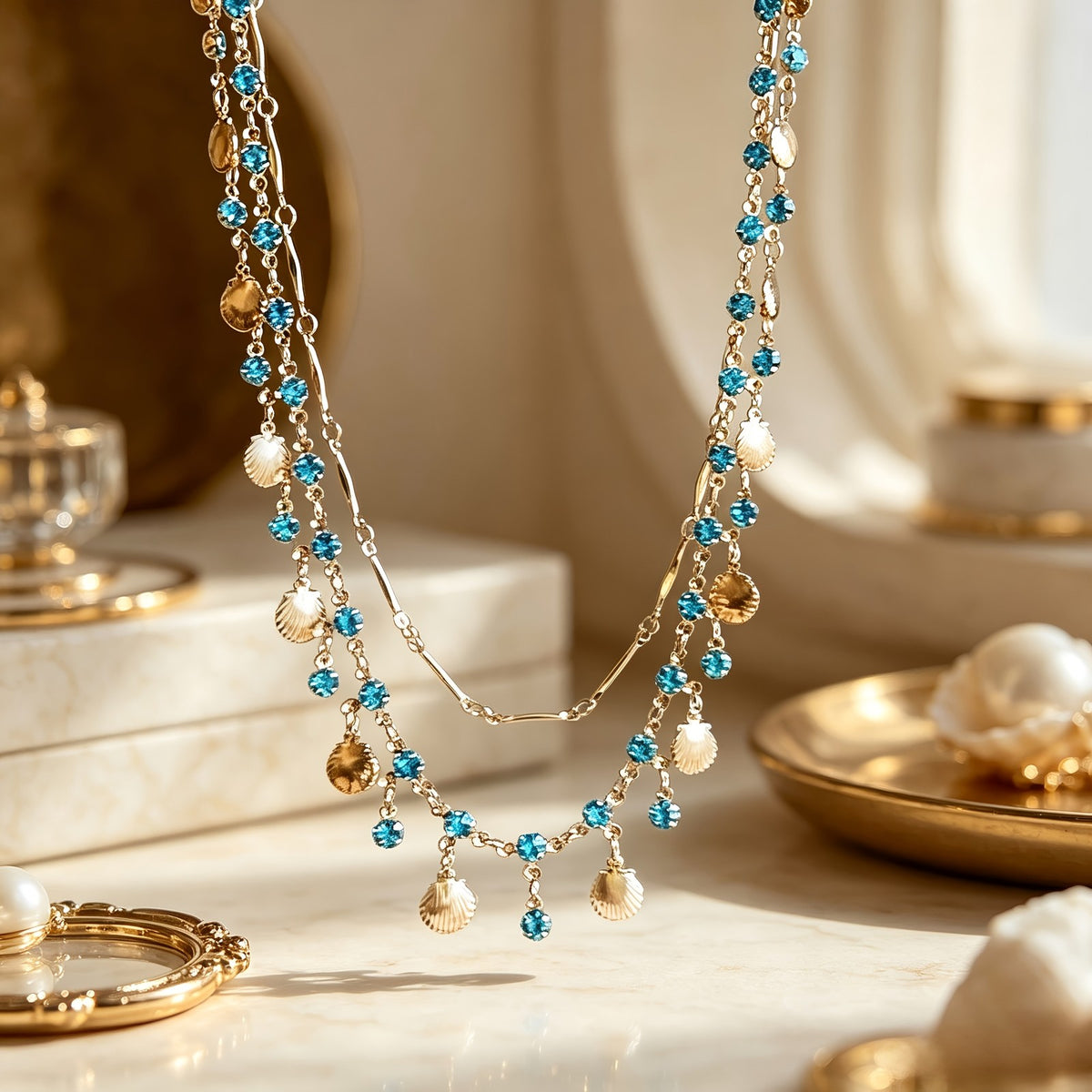 18k Vintage Seashell Layered Necklace