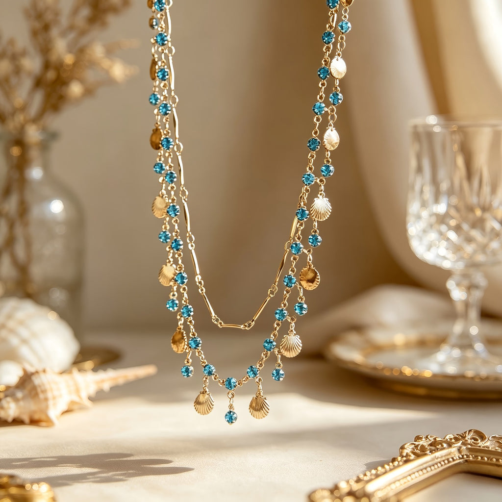 18k Vintage Seashell Layered Necklace