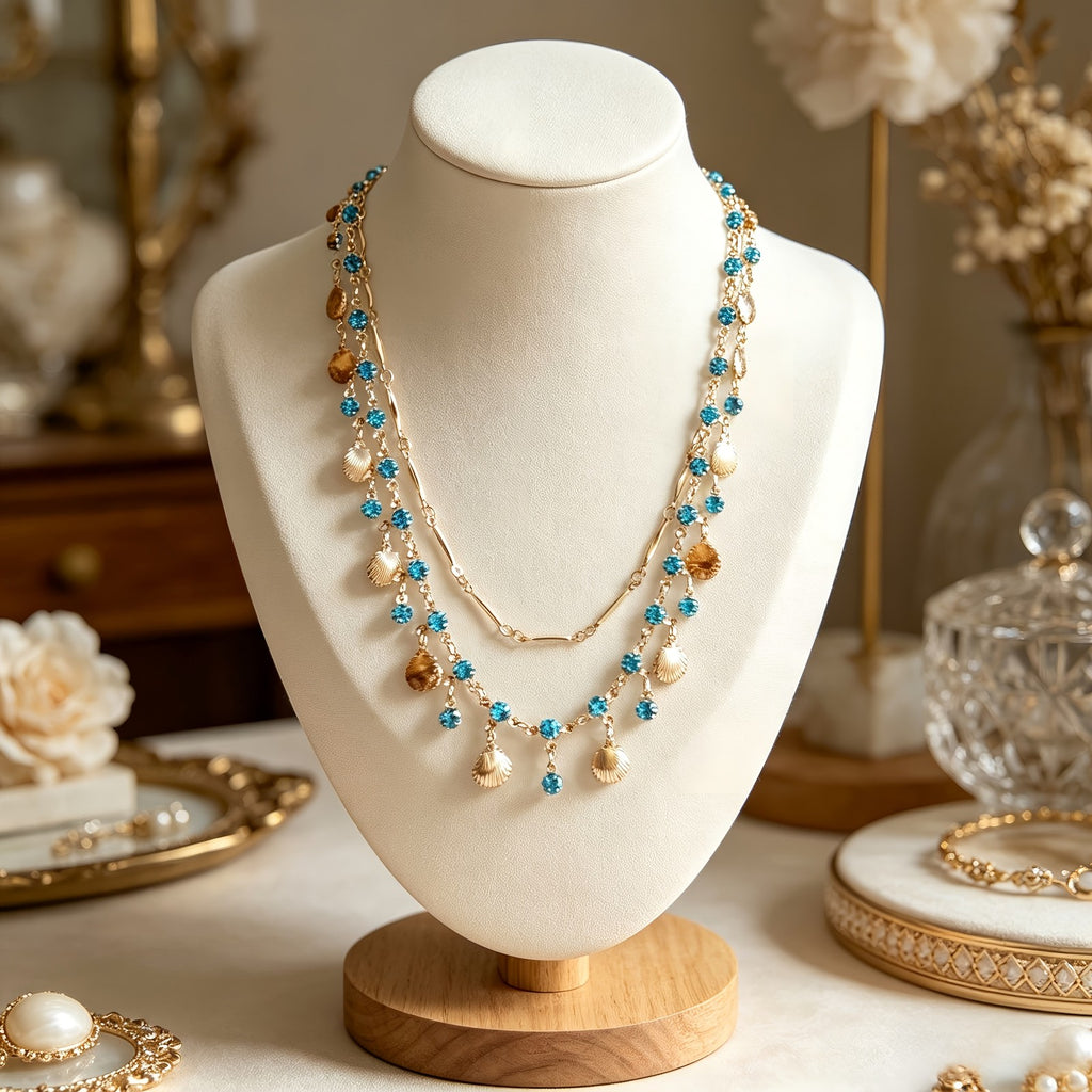 18k Vintage Seashell Layered Necklace