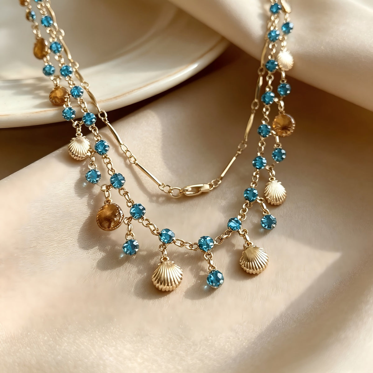 18k Vintage Seashell Layered Necklace