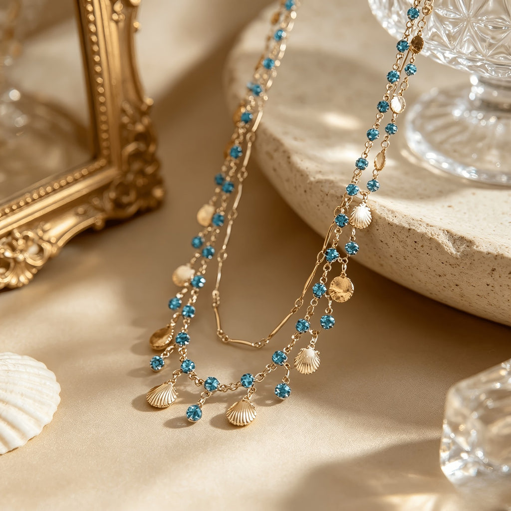 18k Vintage Seashell Layered Necklace