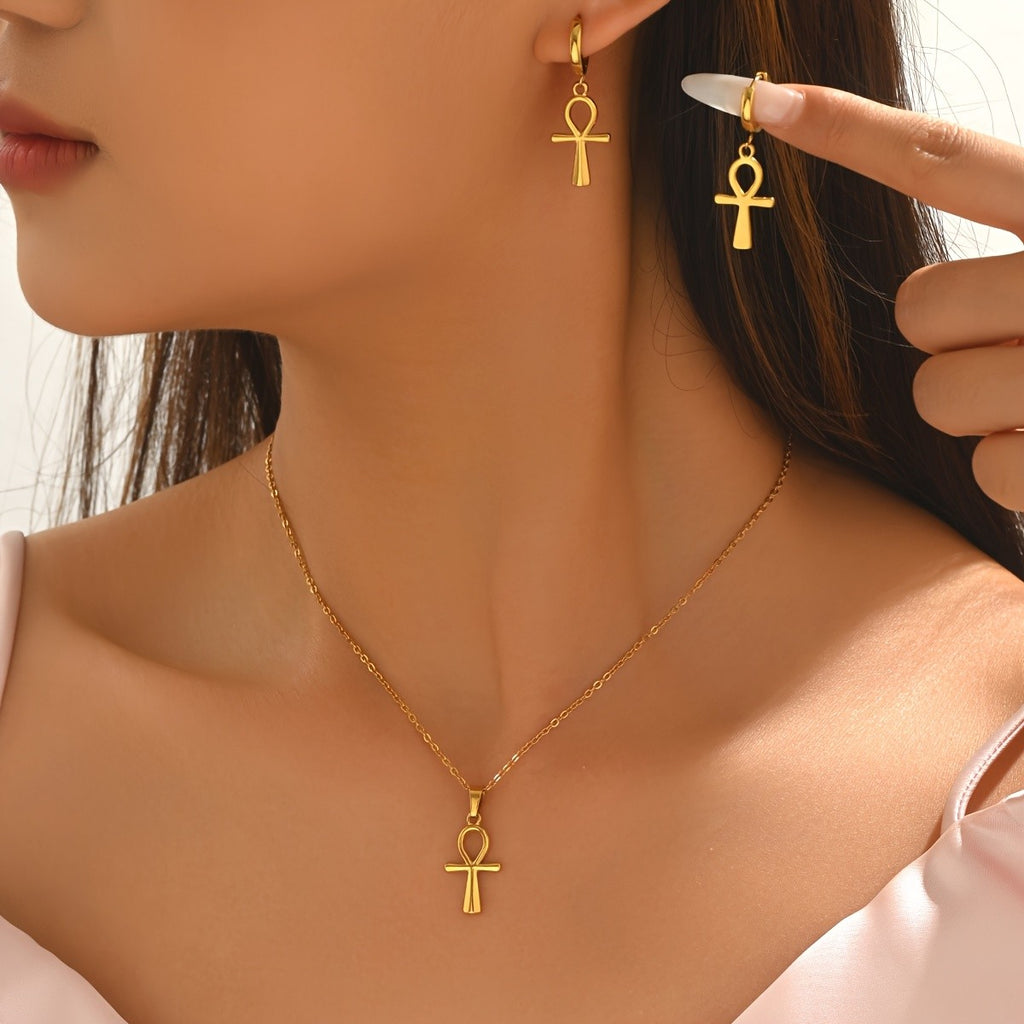 18k Vintage Ankh Jewelry Set