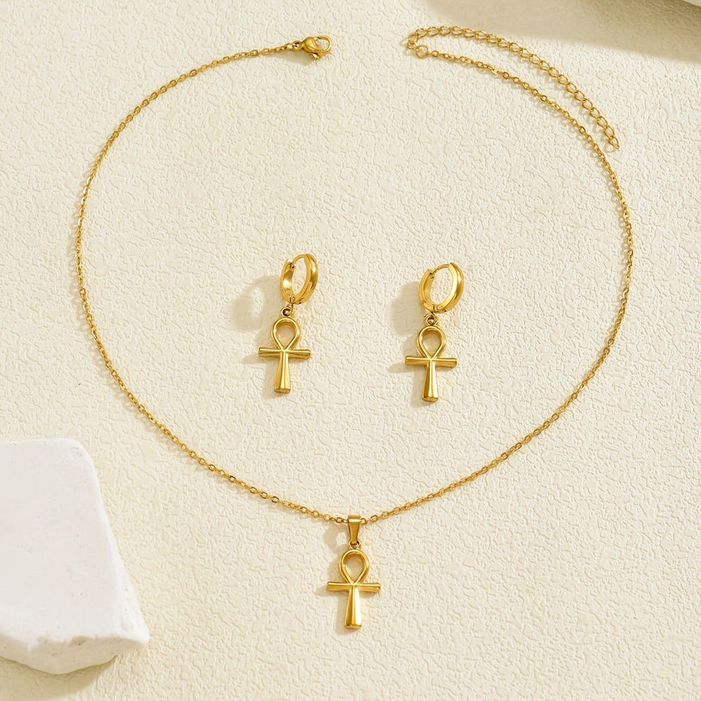 18k Vintage Ankh Jewelry Set