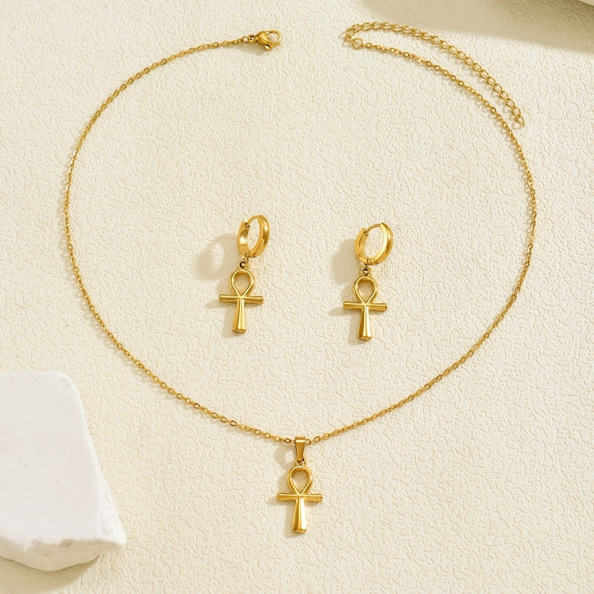 18k Vintage Ankh Jewelry Set
